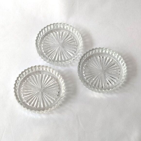 Set of 3 Glass Coasters Vintage 50s - Picture 2 of 4